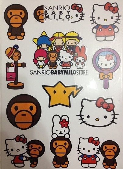 12 OF SANRIO BABY MILO STORE bape hello kitty VINYL STICKER DECAL 