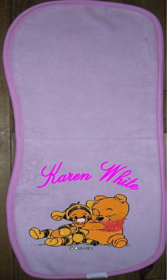 pink personalised burping cloth with name and character more options