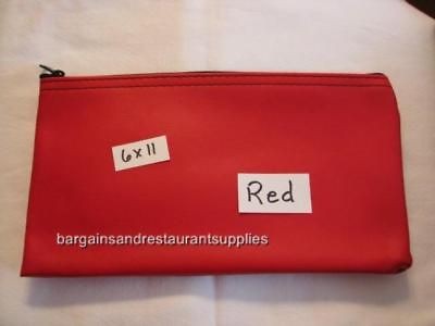 one vinyl bank coin transit zipper bag 6 x11 red