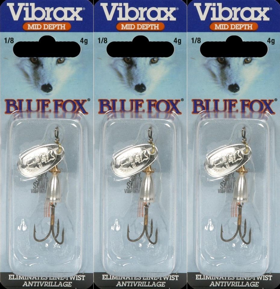   Blue Fox Vibrax 1/8oz Spinner Fishing Lures Siwash Hooks 60 10 100