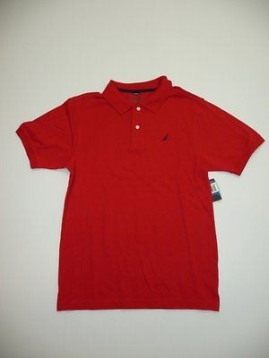 nautica boys size l 14 16 xl 18 20 red polo shirt new