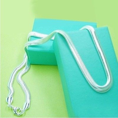   Solid Silver 6MM Wide Flat Snake Chain Necklace 16inch 24inch Free P&P