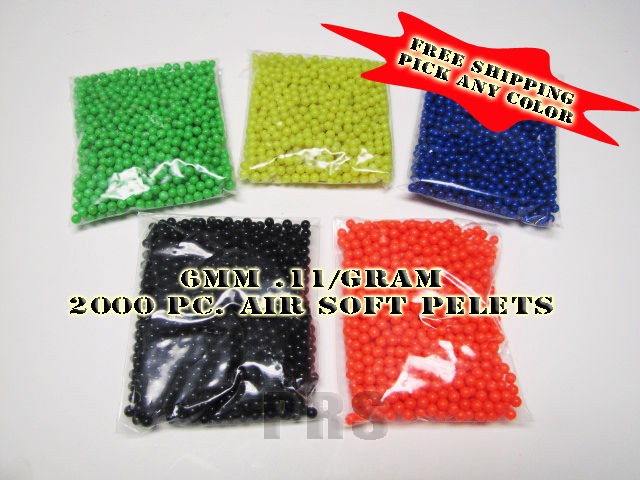 2000 6mm 11g Plastic BB Pellets / Ammo for Air Soft Guns / Airsoft BB 