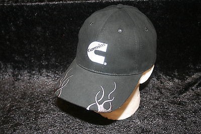 cummins dodge ball cap hat new black flames bill trucker velcro one 