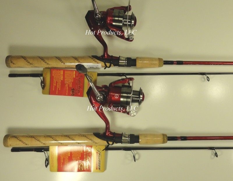 Lot of 2 PFLUEGER ECHELON ROD AND REEL SPINNING 66 FISHING COMBO 