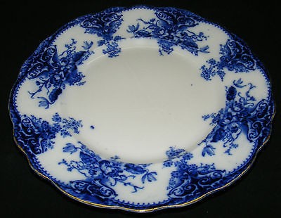 Upper Hanley Pottery Flow Blue Breakfast Plate   Nadia Pattern