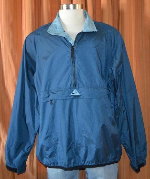 NIKE ALL CONDITIONS GEAR ACG BLUE HALF ZIP PULLOVER WINDBREAKER JACKET 