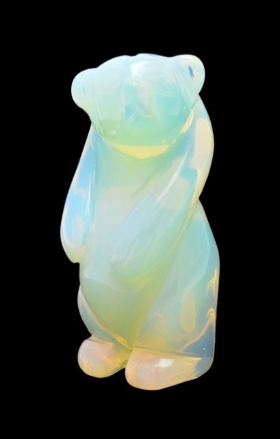 Hand Carved Gemstone Animal   Chief Standing Bear   Opalite   Spirit 