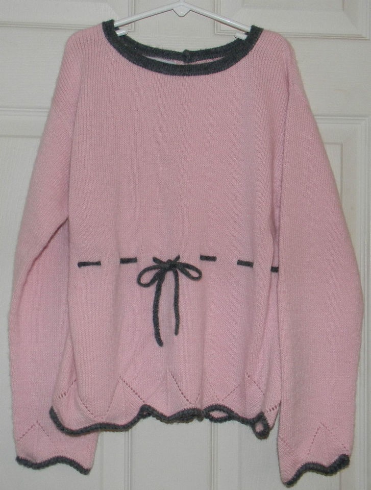 Florence Eiseman Pink Gray Long Sleeved Sweater Girls Size 10 12