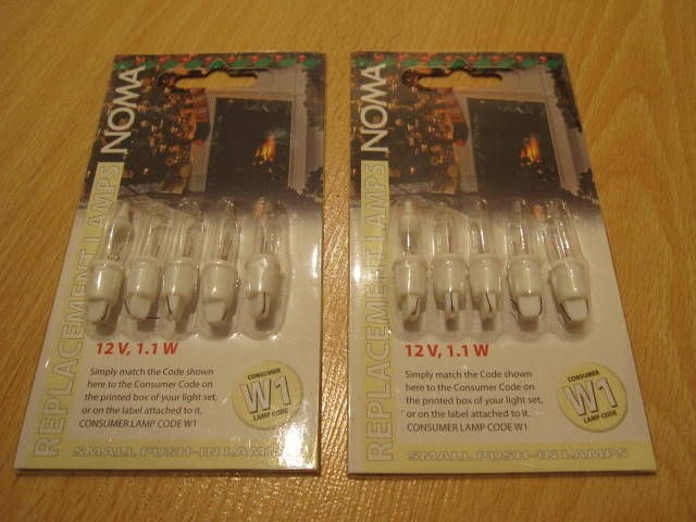 10 CHRISTMAS FAIRY LIGHT SPARE BULBS NOMA LYVIA W1 CLEAR & FUSE LAMPS 