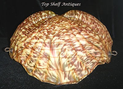 TS 1885 English Yellowine Northwood Leaf Mold Lamp Shade Vaseline 