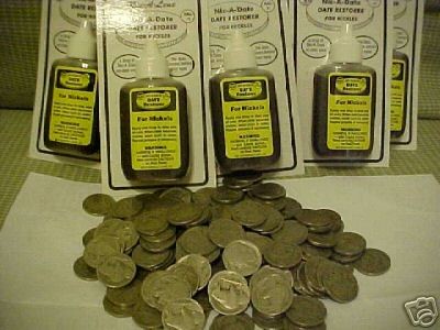 10 DATELESS BUFFALO NICKELS & A BOTTLE OF NIC A DATE 1 1/4 OZ.