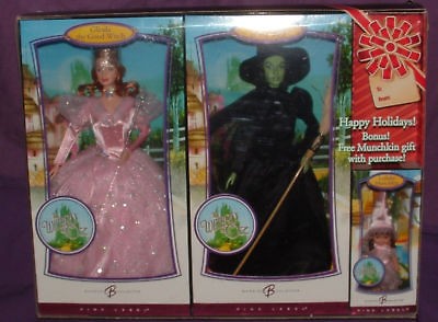 WIZARD OF OZ BARBIE HOLIDAY MUNCHKIN DOLL GLINDA WITCH & WICKED WITCH 