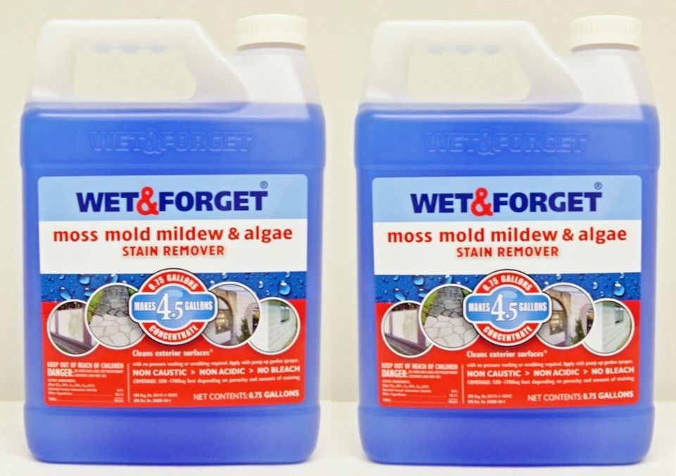 WET & FORGET MOSS MOLD MILDEW & ALGAE REMOVER WITH TWO BOTTLES OF 0 