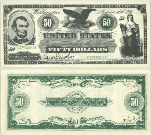   LINCOLN $50 DEMAND MOVIE PROP STAGE MONEY NOTE w/SERIAL NUMBERS