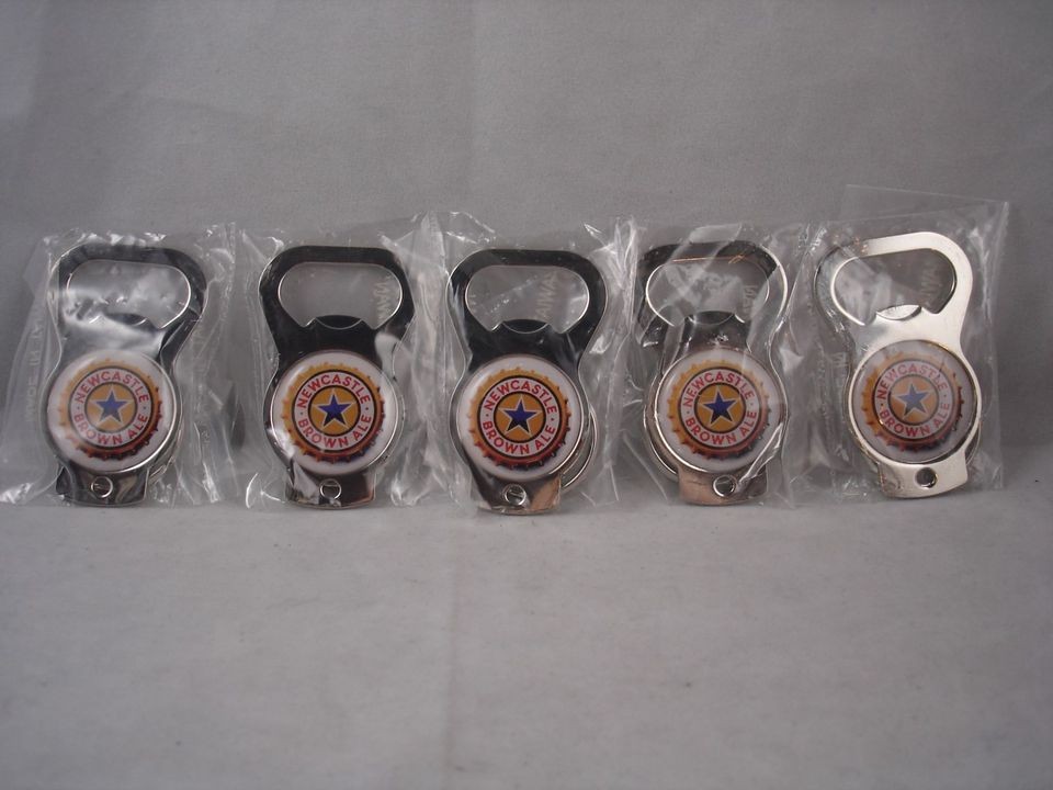 Lot of 5 NewCastle Brown Ale Beer Bottle Openers Metal 2 3/8 x 1 3/8 