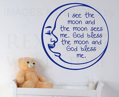   Decal Vinyl Sticker Art Lettering Saying I see the moon Nursery B70