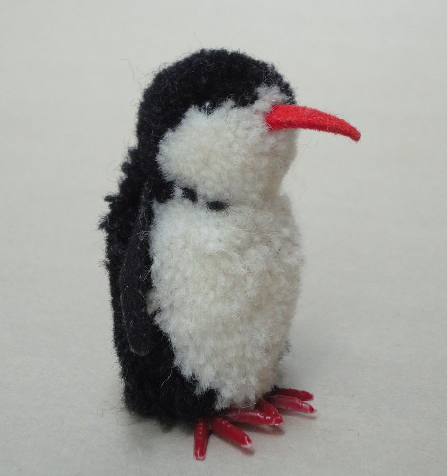 Vtg STEIFF Woolen PENGUIN Bird 8 cm no ID 1960s to 70s Pom Pom Animal