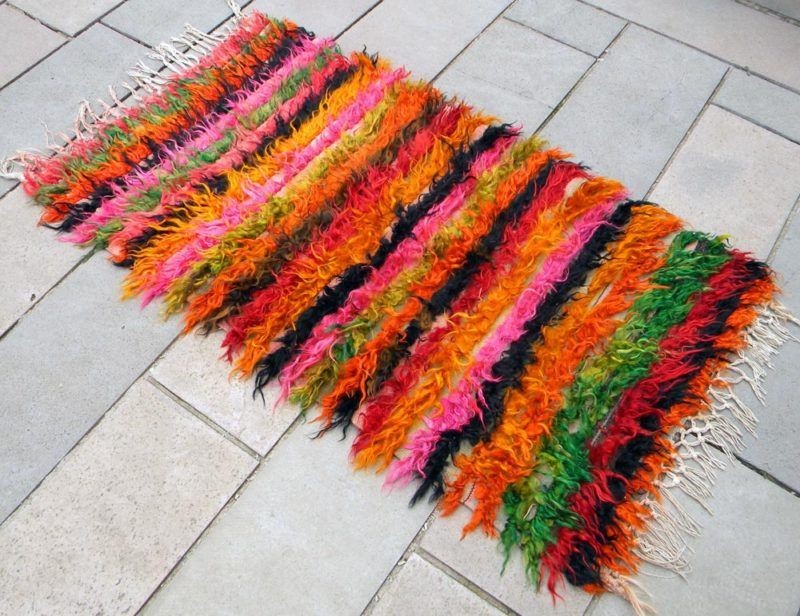 Anatolia Turkish Shaggy Rug 31 x 63 Angora Tulu Filikli Hand Woven 