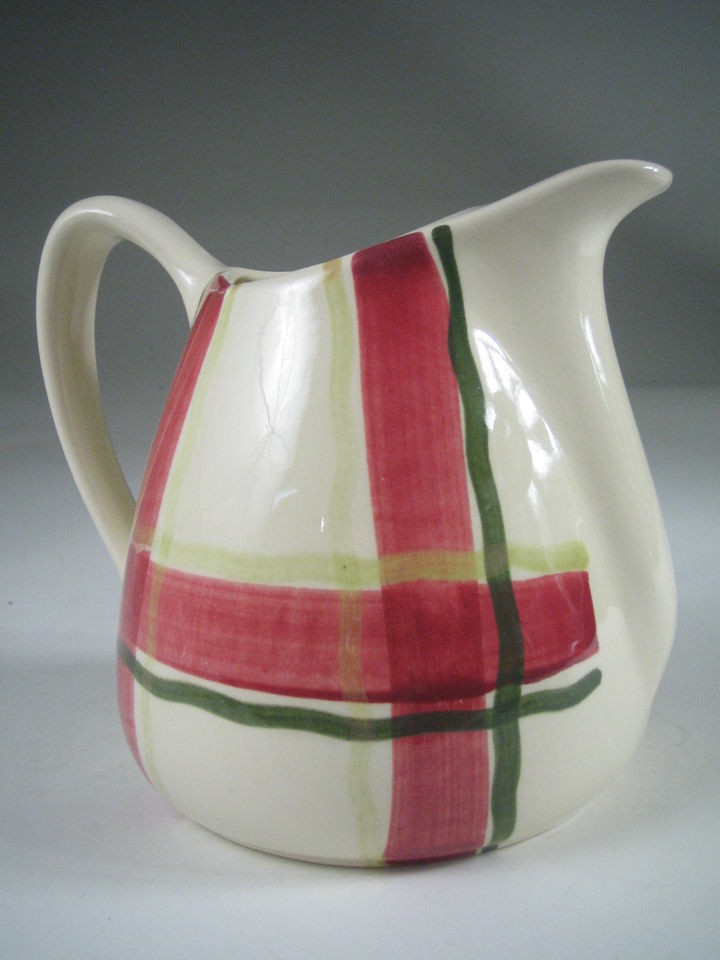 Vintage PURINTON Hand Painted NORMANDY PLAID Slip Ware PITCHER Jug 