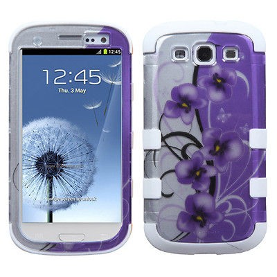   III S3 I9300 Tuff Hybrid Twilight Petunias 2D Silve Case Cover