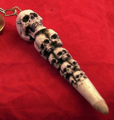 American Made Skull Key Chain Ring Spike Self Defence Kubaton Skeleton 