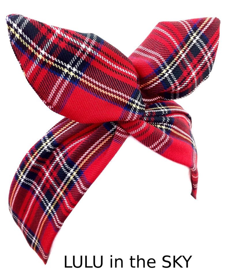 Rockabilly PIN UP 50s style wire headband Red TARTAN headscarf