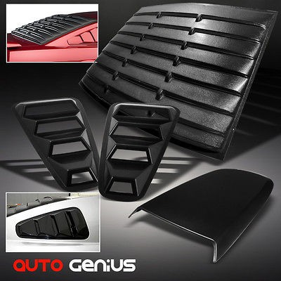 05 09 MUSTANG HOOD SCOOP + REAR WINDOW + SHELBY RETRO 1/4 SIDE VENT 