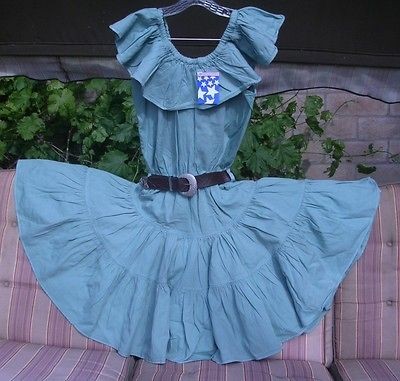   Green Western Sun Dress with Belt & Super Stretch Waist Size S M L