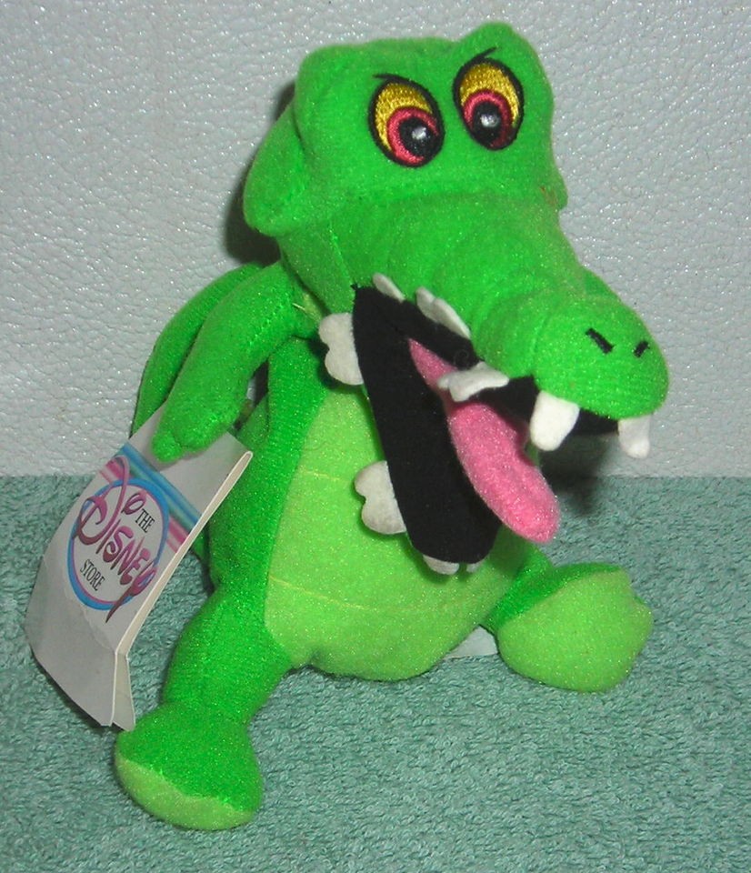 DISNEY PETER PAN TIC TOC CROCK CROCODILE 8 PLUSH BEAN BAG TOY