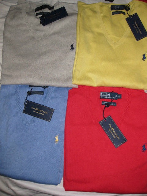 NWT Mens Ralph Lauren Polo soft PIMA Cotton V Neck sweater many 