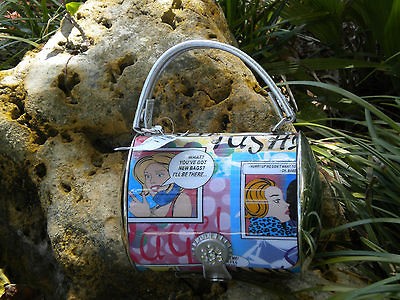 nwt prezzo canister bag purse pop art pink blue silver