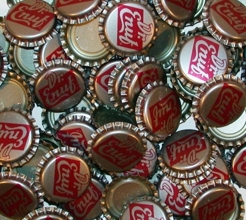 Soda pop bottle caps Lot of 25 DR ENUF plastic lined unused new old 