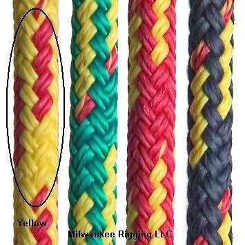 6mm (1/4) per ft Yellow Flight line, New England Ropes dyneema SK75 