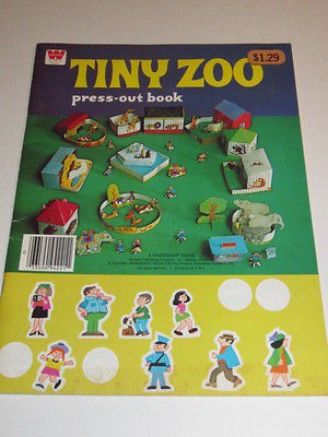 1972 whitman press out book tiny zoo unused time left