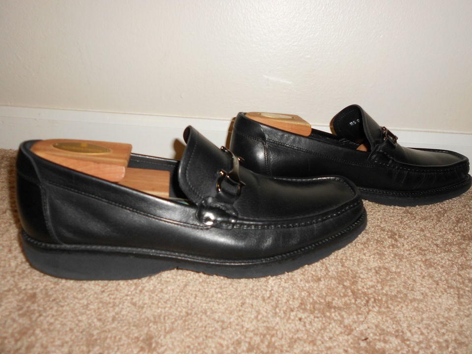 SALVATORE FERRAGAMO Fiorino Black Leather Gancini Bit Dress Loafers 10 