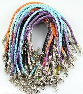 Wholesale Lots 50pcs Mixed Color Twist Leather Cord Bracelets 10