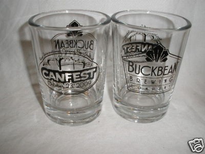 buckbean brewing co 2009 canfest beer sampler glass 2 time