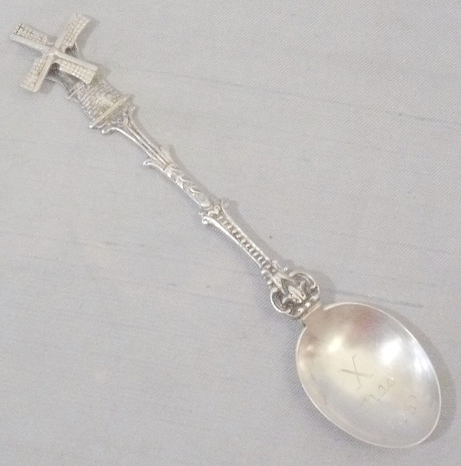   .833 SILVER MOVEABLE WINDMILL PRESENTATION SPOON – XMAS 1953