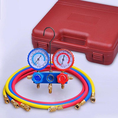   Gauge Set Aluminum Alloy w/ Case Hvac 60 Hose Freon Refrigerant