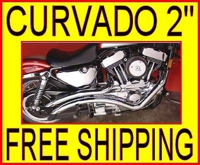 TWIN 2 CURVADO EXHAUST DRAG PIPES 1986 2003 HARLEY SPORTSTER XL 883 