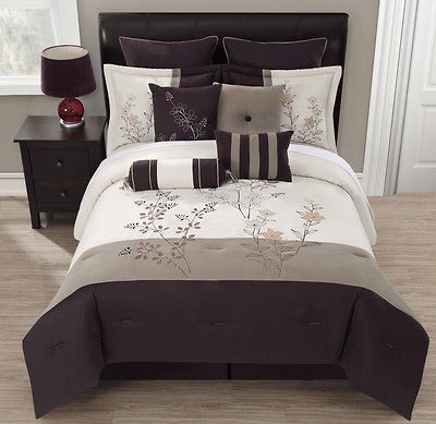 14 Piece King Rachel Chocolate/Taup​e/Cream Bed in a Bag Set