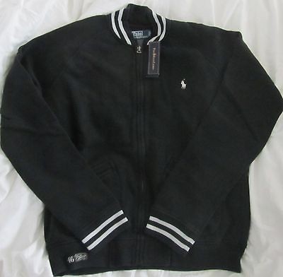 Polo RALPH LAUREN black FLEECE zip TRACK JACKET sweater GUARANTEED 