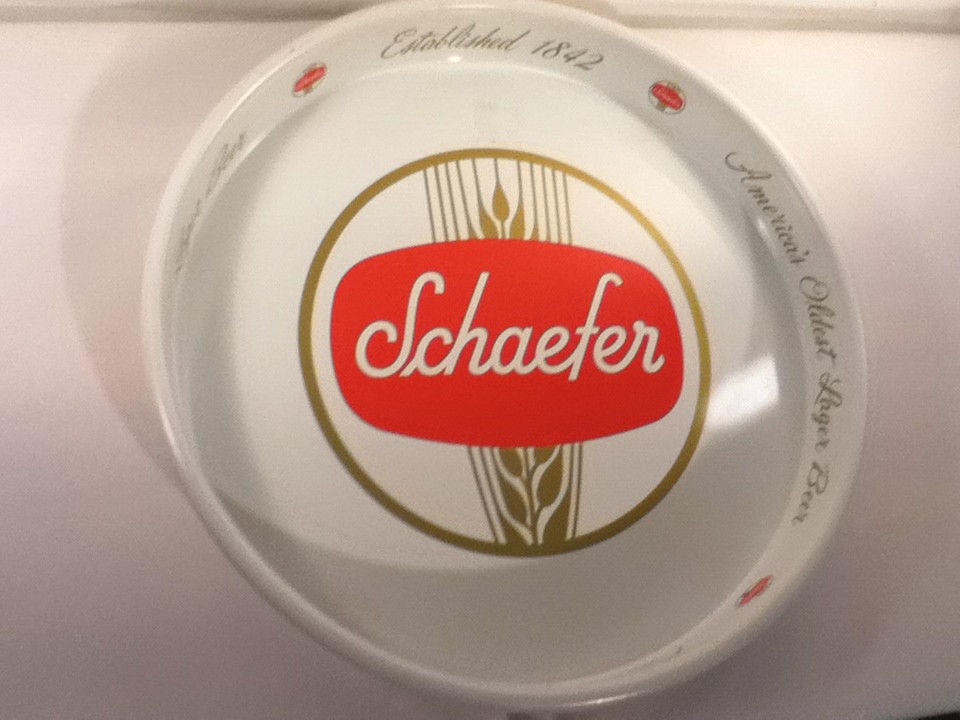 SCHAEFER BEER TRAY DRINK METAL OLD BREWERY VINTAGE BAR TAVERN PUB 