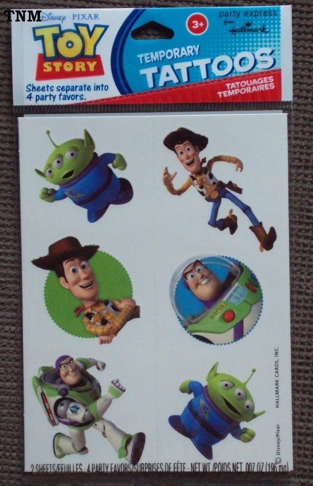 DISNEY PIXAR TOY STORY TEMPORARY TATTOOS♦☼♦BRAND NEW 4 FAVORS 