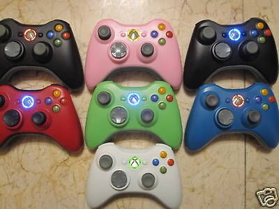 Wireless Xbox 360 Controller black red pink blu green white w/ led 