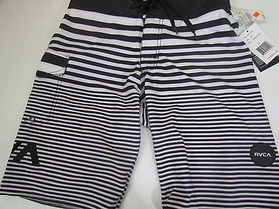 nwt rvca designer board shorts black white size 27