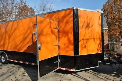   auto hauler black orange 7 tall 32 inside 2 car enclosed trailer