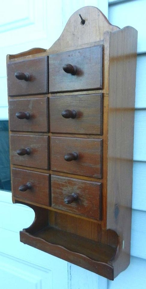   Custom Made Pine Spice Cabinet Dovetails Poplar Drawers Chamfered