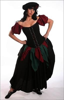 RENAISSANCE PIRATE WENCH STEAM PUNK CIVIL WAR COSTUME BLACK COTTON 